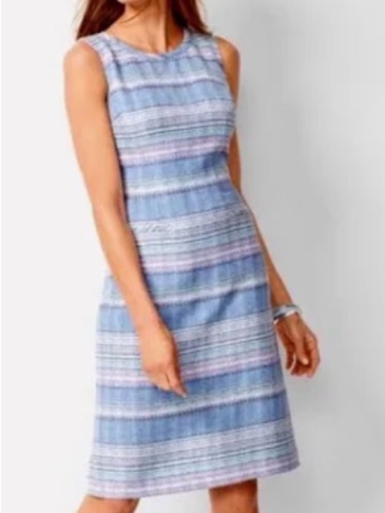 Talbots Dresses & Skirts - Talbots Tweed Blue Striped Sleeveless Midi Dress